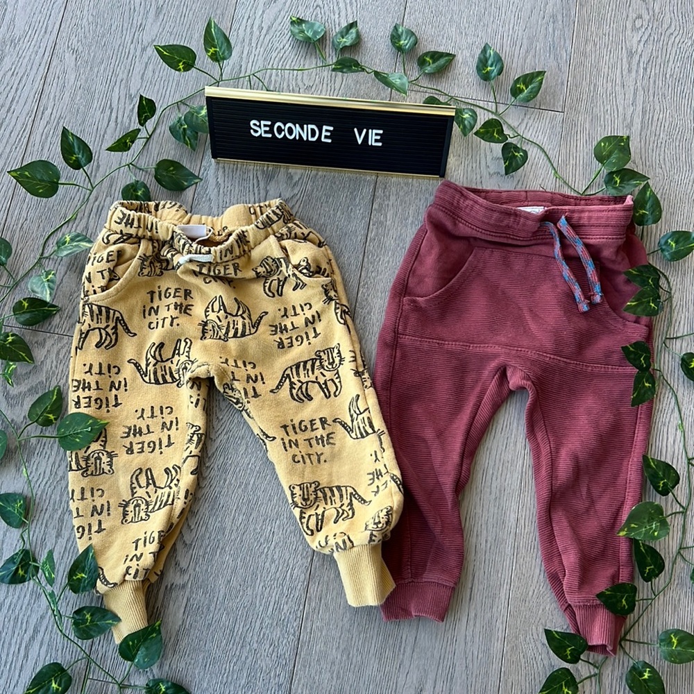 Two pairs of cozy Zara sweat pants sized 2-3 years
